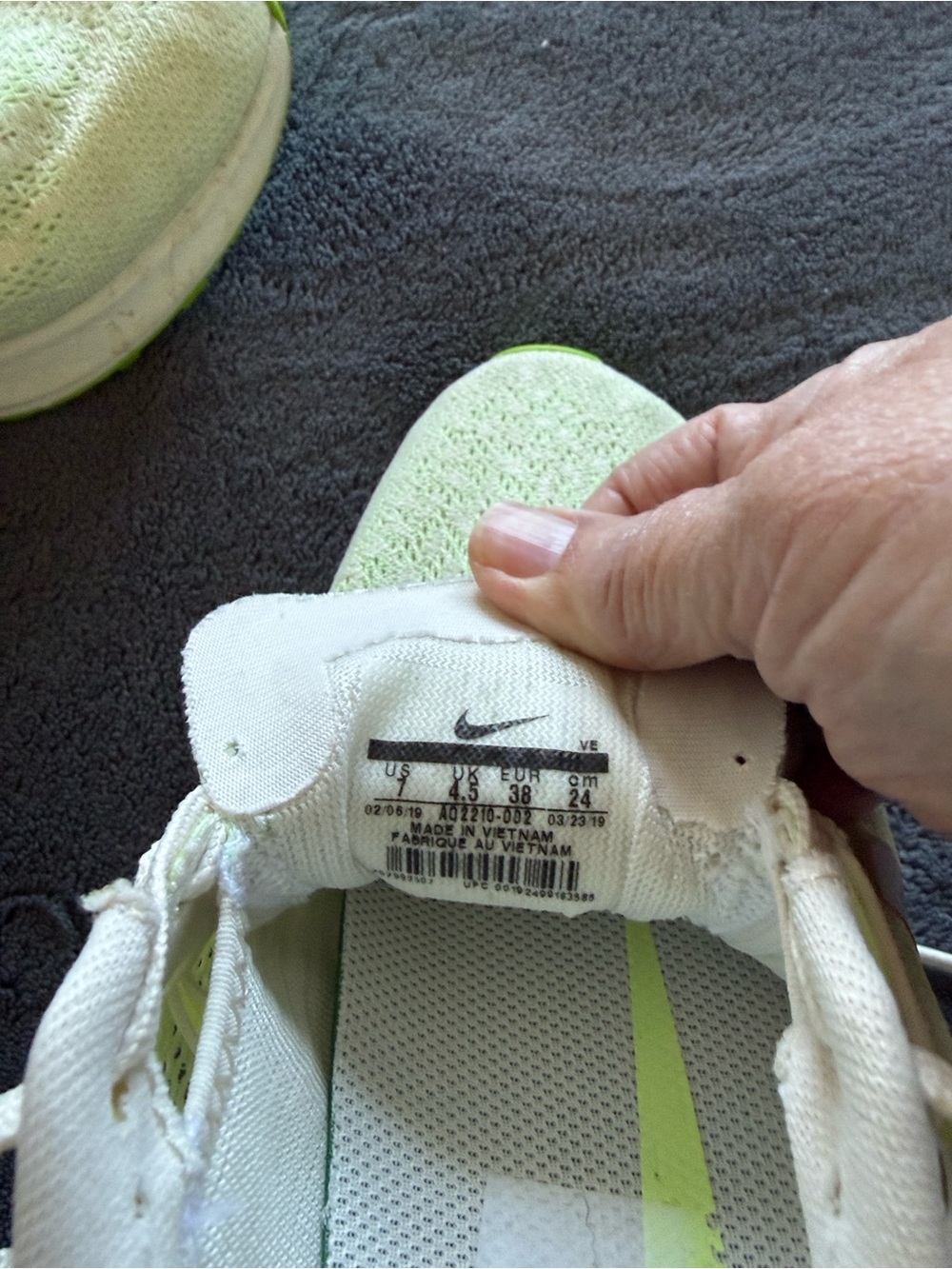 Nike Kids Light Green and White Knit Sneakers